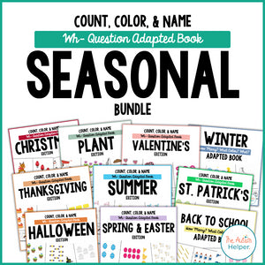Count, Color, & Name Wh-Question Adapted Book Series - SEASONAL BUNDLE