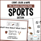Count, Color, & Name Wh-Question Adapted Book - Sports cover featuring sports counting, color, and vocabulary practice