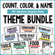 Count, Color, & Name Wh-Question Adapted Book - THEME BUNDLE cover featuring 10 themed WH-question adapted books