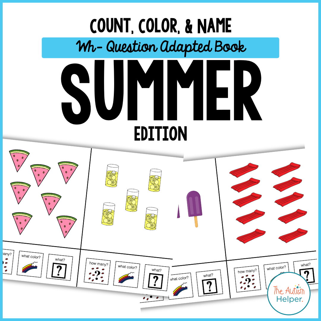 Count, Color, & Name Wh-Question Adapted Book - Summer