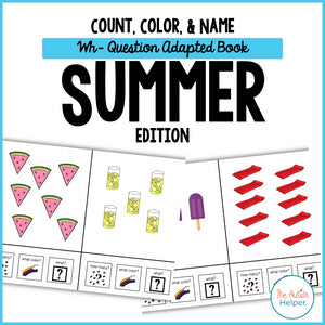 Count, Color, & Name Wh-Question Adapted Book - Summer