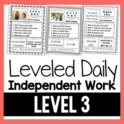 Leveled Daily Independent Work Level 3