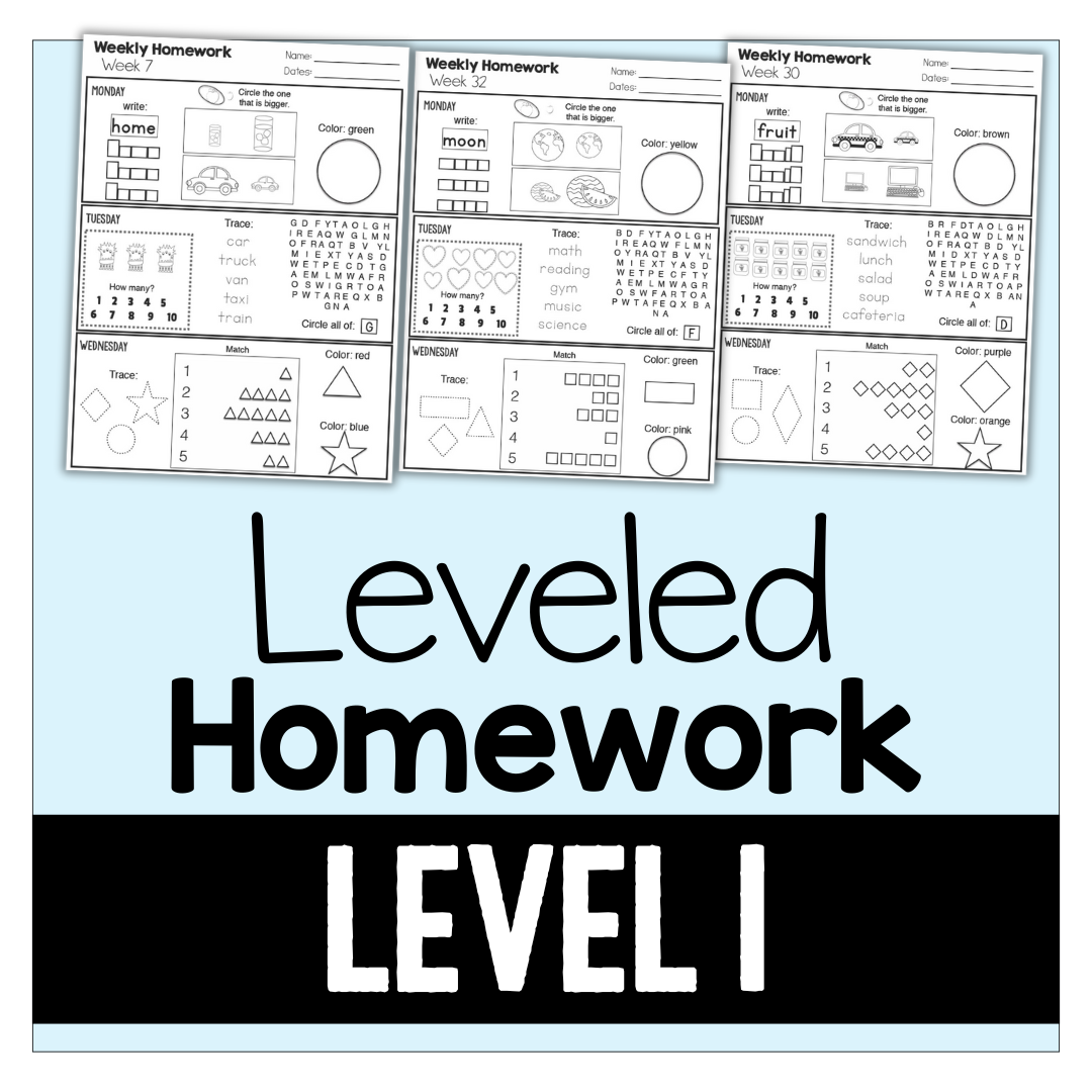 Leveled Homework {Level 1}