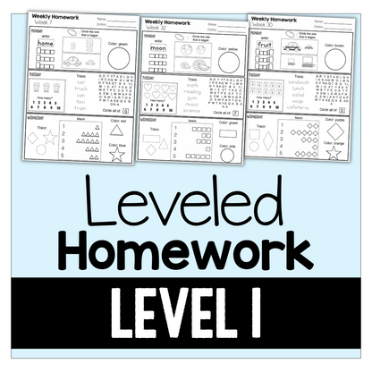 Leveled Homework {Level 1}