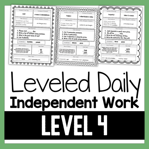 Leveled Daily Independent Work Level 4 – The Autism Helper