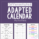 Differentiated Adapted Calendar Activities cover with a calendar page, a sort-by-season board, and a match-days board