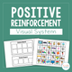 Positive Reinforcement Visual System cover with a choice board and a grid of 30 reinforcer picture cards