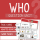 Who Question Unit cover featuring focused question-answering resources