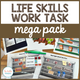 Life Skills Work Task Mega Pack cover with grocery stocking and refrigerated food tasks for special education