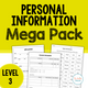 Personal Information Mega Pack Level 3 cover with advanced functional practice activities