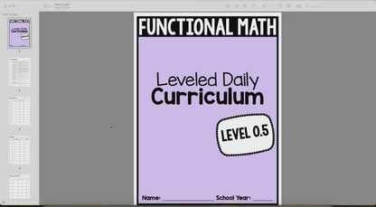 Functional Math Leveled Daily Curriculum {LEVEL 0.5}