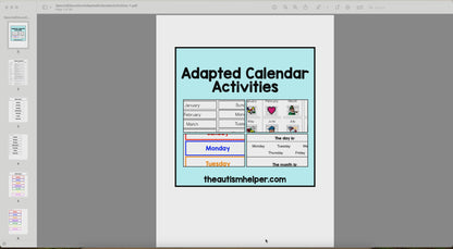Differentiated Adapted Calendar Activities