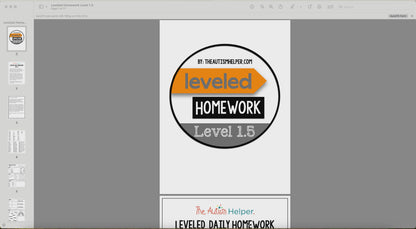 Leveled Homework {Level 1.5}
