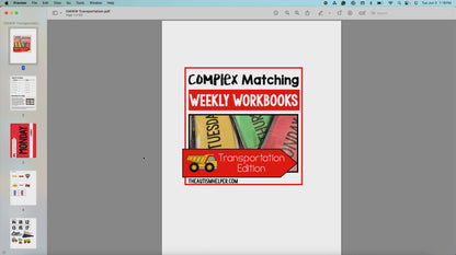 Complex Matching Weekly Workbooks - Transportation
