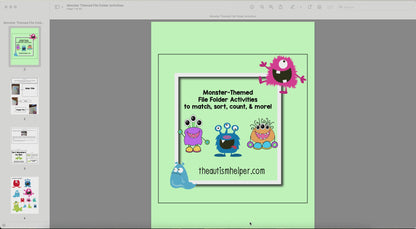 File Folder Activities to Match, Sort, Count, and More! {MONSTER themed}