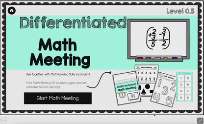 Differentiated Math Meeting Level 0.5