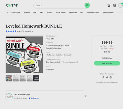 Leveled Homework BUNDLE