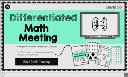 Differentiated Math Meeting Level 1