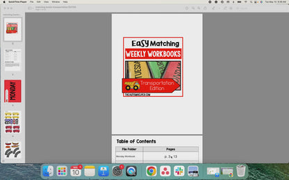 Easy Matching Weekly Workbooks - Transportation Edition