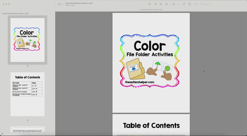 Color Sorting & Matching File Folder Activities – The Autism Helper