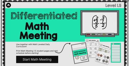 Differentiated Math Meeting Level 1.5