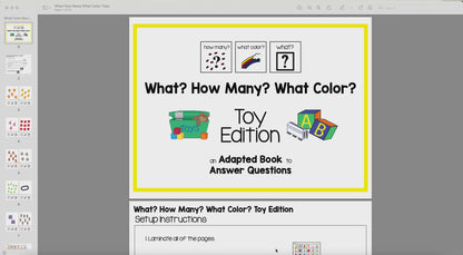 How Many? What Color? What? Adapted Book {Toys}