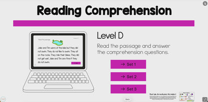 Level D Reading Comprehension Digital Task Cards