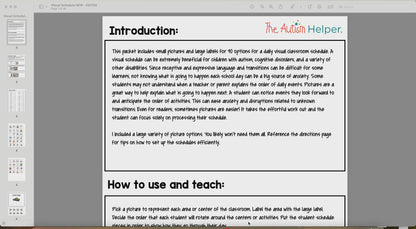 Daily Visual Schedules for Special Education