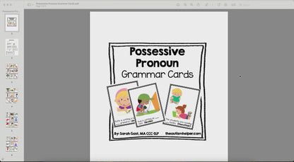 Possessive Pronoun Task Cards