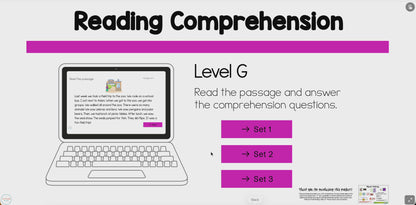 Level G Reading Comprehension Digital Task Cards