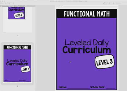 Functional Math Leveled Daily Curriculum {LEVEL 3}