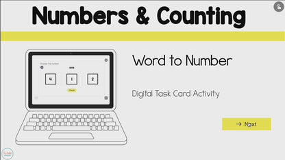 Numbers and Counting Digital Interactive Task Cards