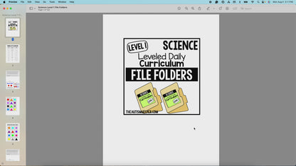 Level 1 Science Leveled Daily Curriculum FILE FOLDER ACTIVITIES