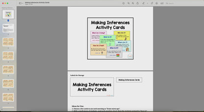 Making Inferences Task Cards