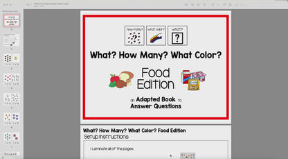 How Many? What Color? What? Adapted Book {Food}