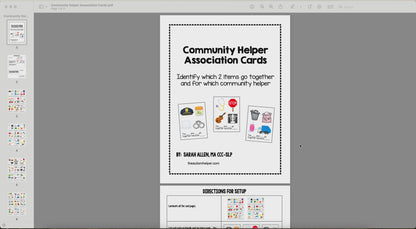 Community Helper Association Task Cards