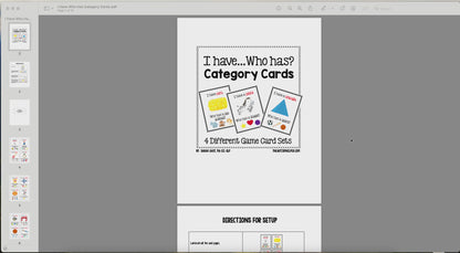 I Have, Who Has? Category Card Game