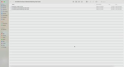 Life Skills Errorless & Identical Matching Task Cards
