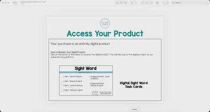 Digital Sight Word Task Cards