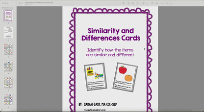 Similarities and Differences Task Cards