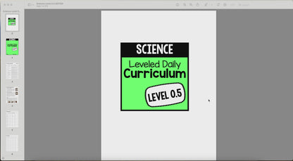 Science Leveled Daily Curriculum {Level 0.5}