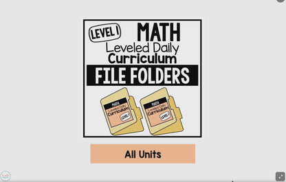 Level 1 Math Leveled Daily Curriculum FILE FOLDER ACTIVITIES