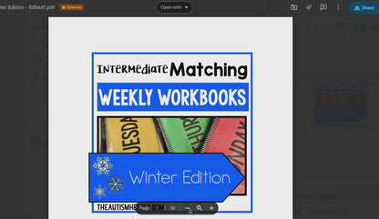 Intermediate Matching Weekly Workbooks - Winter