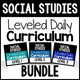 Social Studies Leveled Daily Curriculum Bundle cover showing three differentiated levels