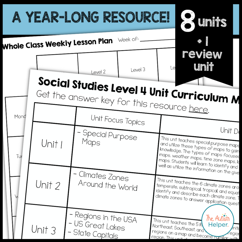 Social Studies Leveled Daily Curriculum {LEVEL 4} The Autism Helper