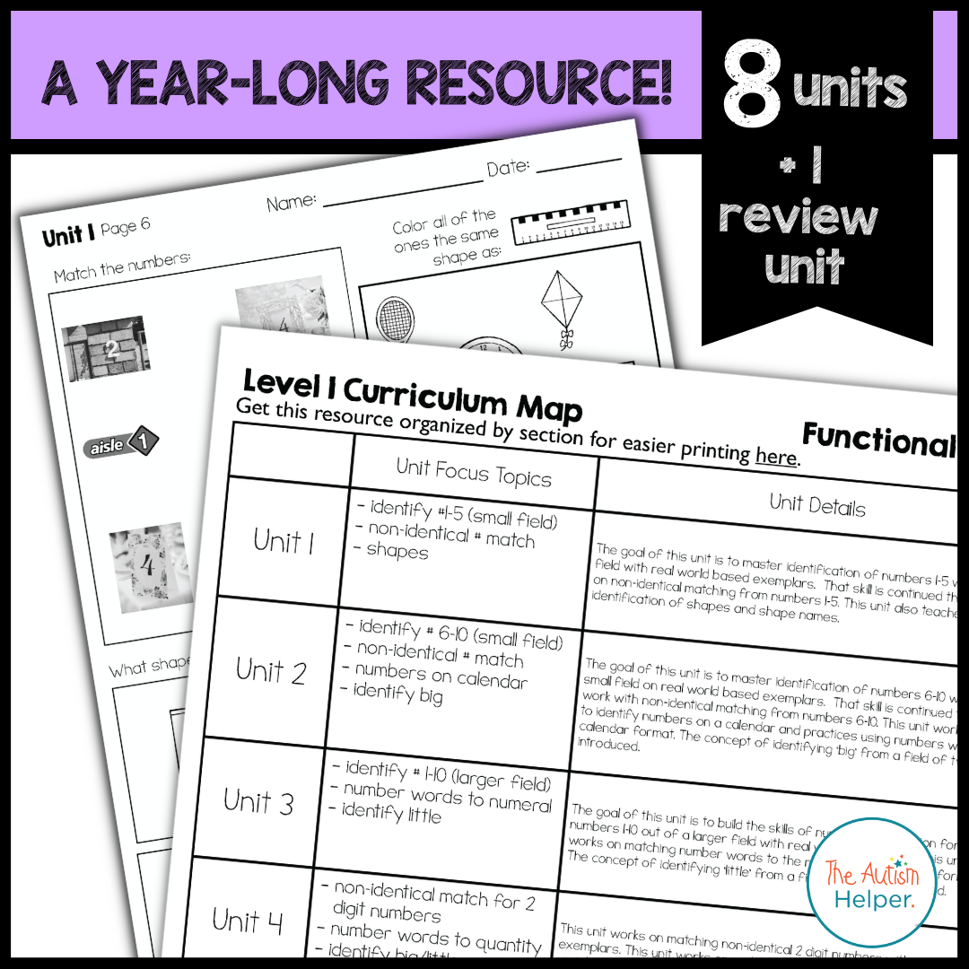 Functional Math Leveled Daily Curriculum {LEVEL 1}