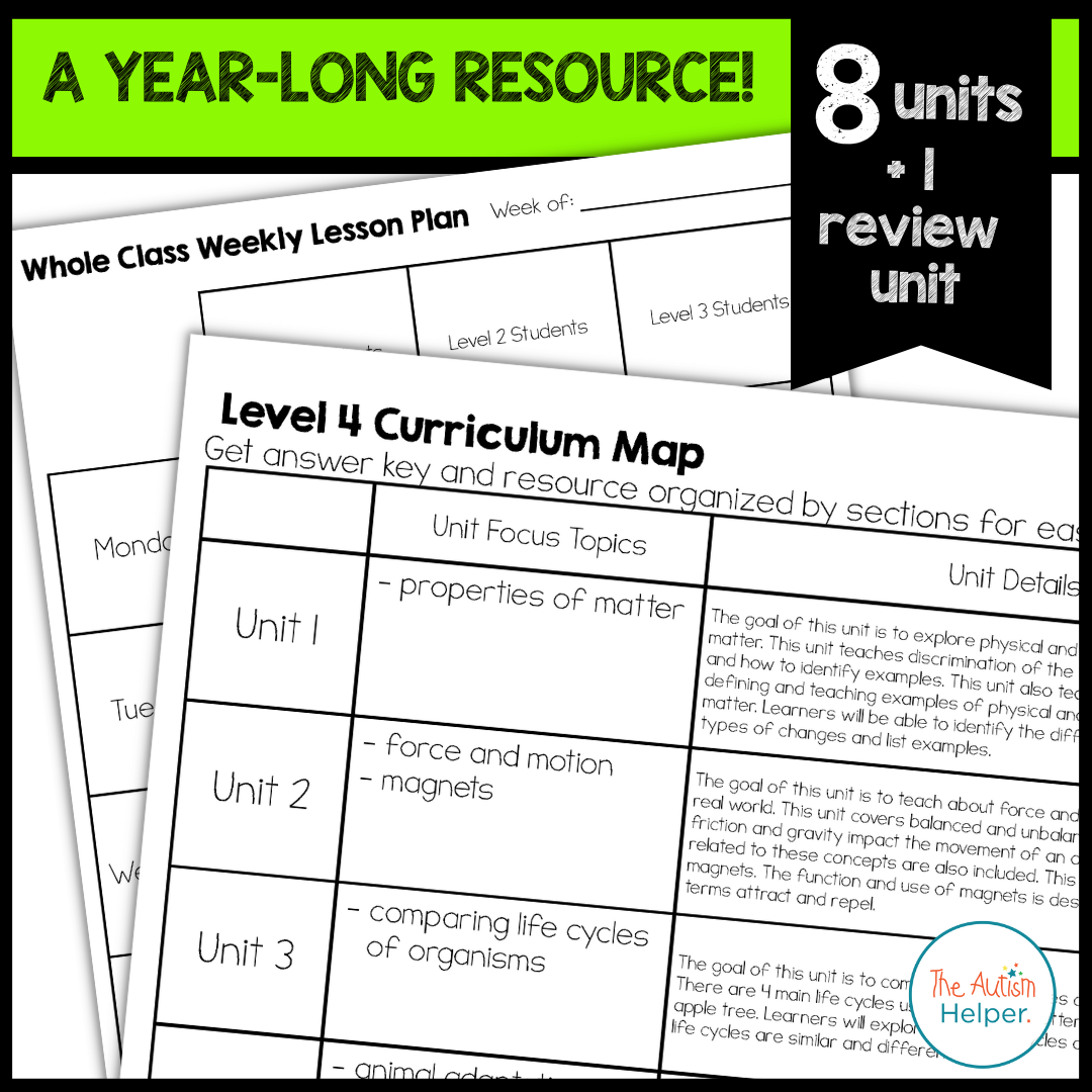 Science Leveled Daily Curriculum {LEVEL 4} – The Autism Helper
