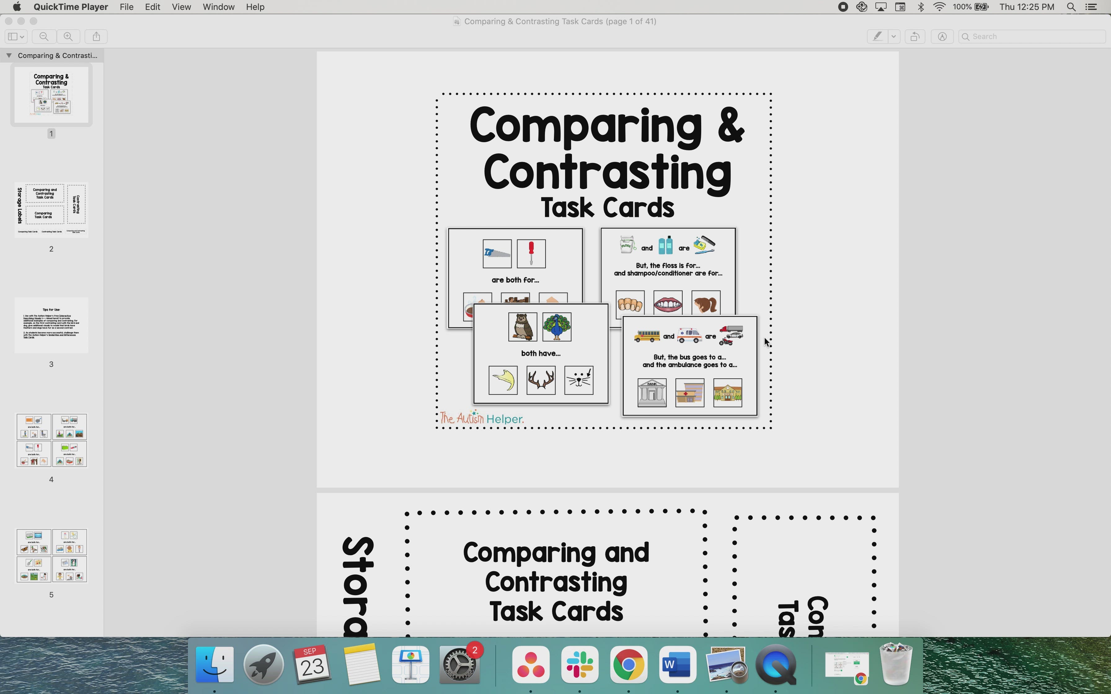Comparing and Contrasting Task Cards – The Autism Helper
