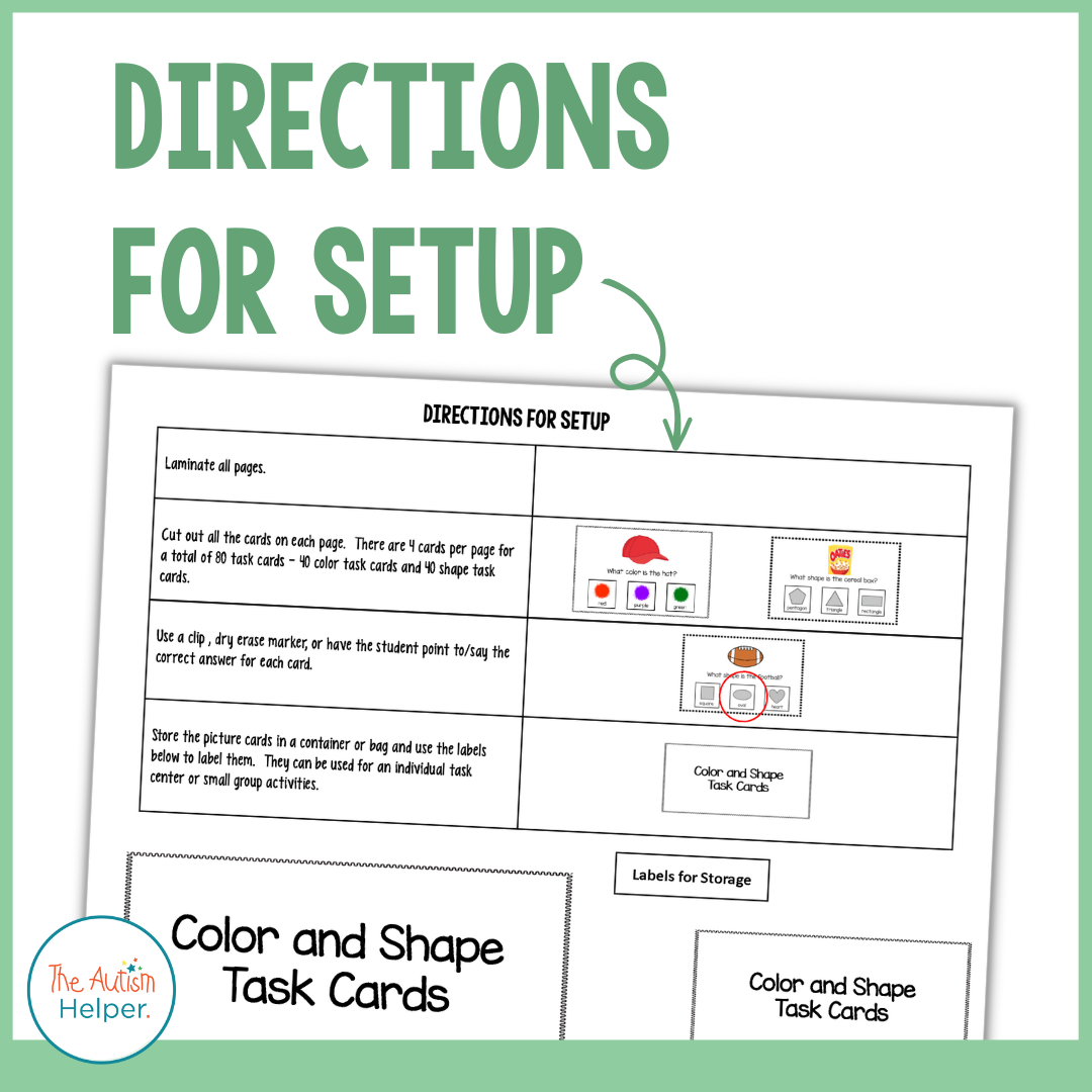 Color and Shape Task Cards