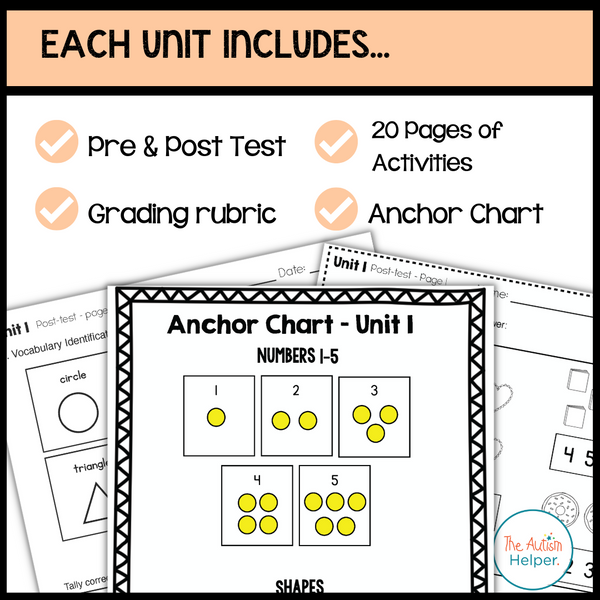 Math Leveled Daily Curriculum {LEVEL 1} – The Autism Helper